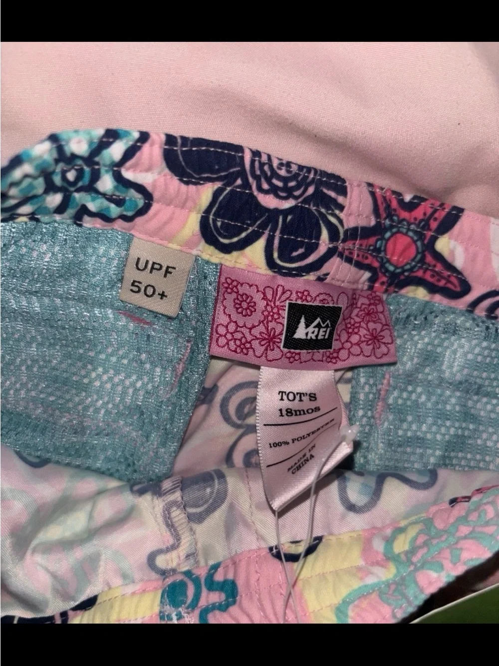 REI Pink Teal Navy Floral Toddler Swim Shorts